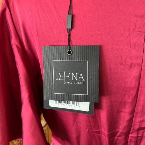 NWT Mac Duggal 554021 [8] Flounce Sleeve V-Neck Trumpet Gown Raspberry Dress - Picture 10 of 11